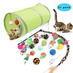 Sunshine smile katzenspielzeug Set mit katzentunnel,Katzenspielzeug Set mit Bälle Federspielzeug,katzenspielzeug Pack,Kätzchen Maus Spielzeug Set,Katze Toys Variety Pack (21 Pack)